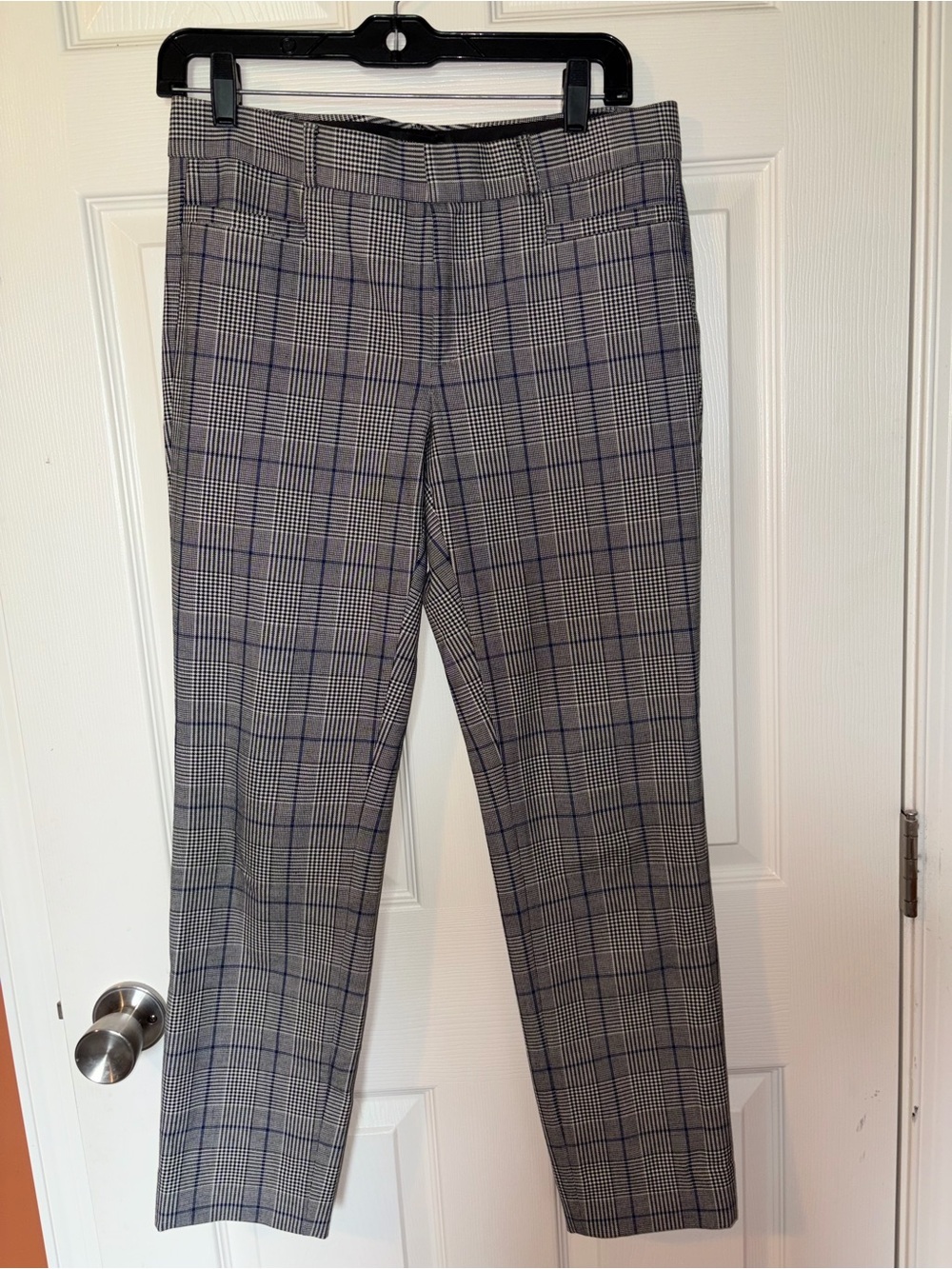 Banana Republic Sloan Pant, Black, Gray & Blue Plaid, Size 4